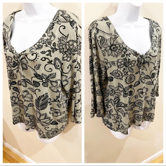 Hanna Andersson Floral Tie Front Top Green Large - Picture 8 of 12